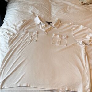 Michael Kors Classic White Polo with Dual Pockets